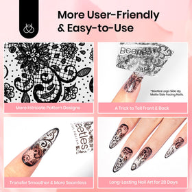 Beetles kit displayed with assorted foil stickers ready for creative nail designs