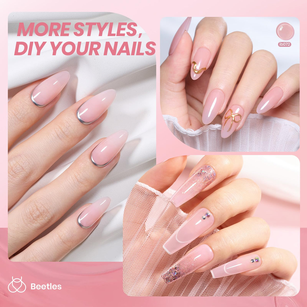 Beetles used in French nail art showing delicate tip effect for elegant style