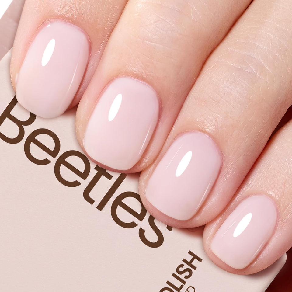 beetles bottle front view showing milky pink shade and brand benefits