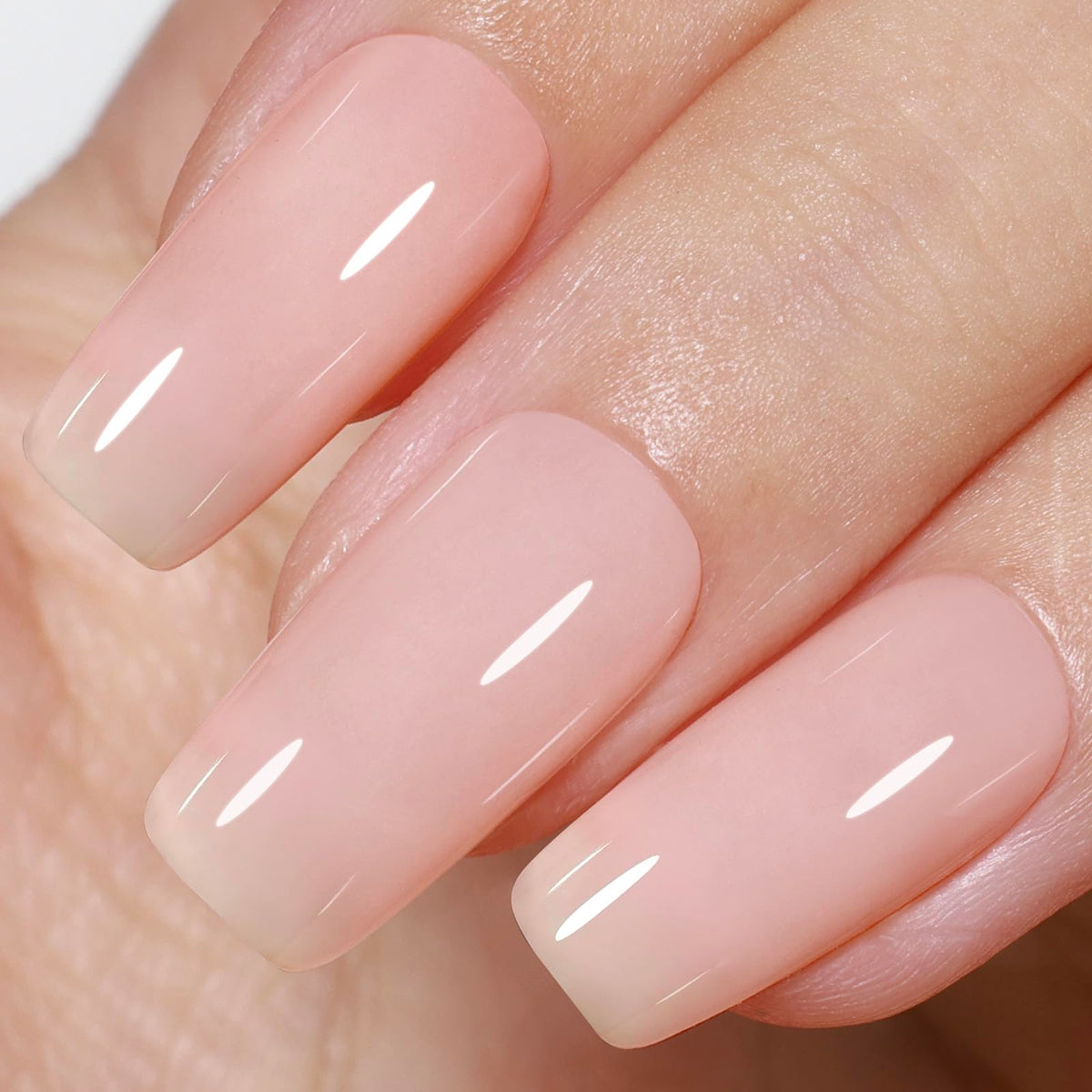 beetles front bottle of nude gel polish showing label and volume benefit natural look