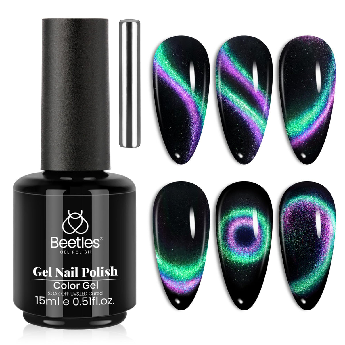Beetles front label 15ml bottle showing color shift and clear branding for easy recognition