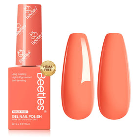 beetles bottle front showing coral orange shade and easy color selection