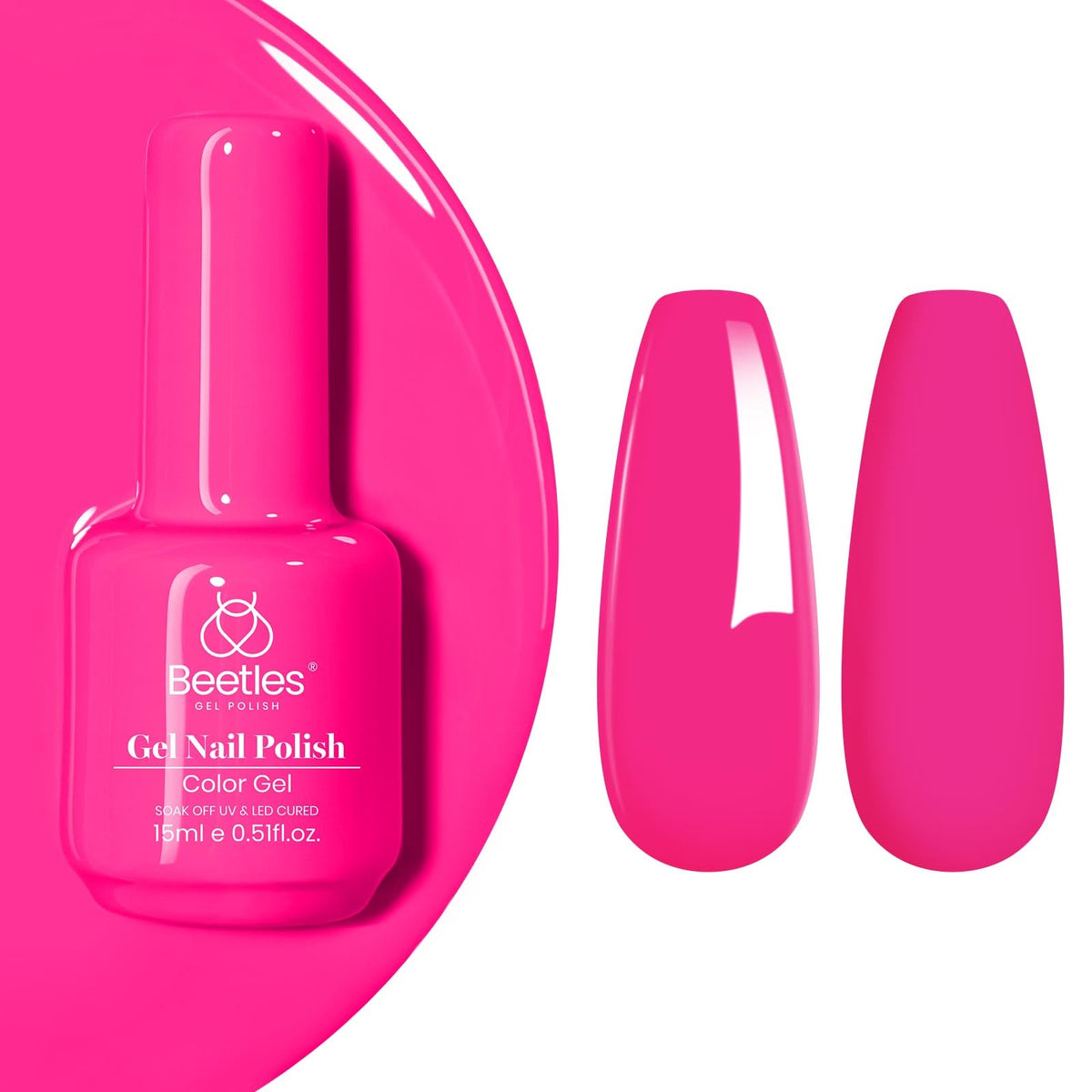 beetles front packaging 15ml showing bottle and hot pink color benefit vibrant shade