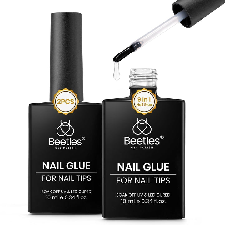 Beetles front packaging showing two 10ml bottles and label, reliable multiuse gel