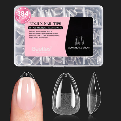 Beetles front packaging showing almond extra short set and quantity benefit