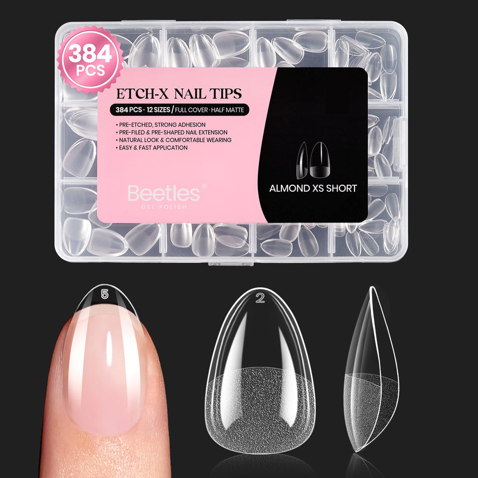Beetles front packaging showing almond extra short set and quantity benefit
