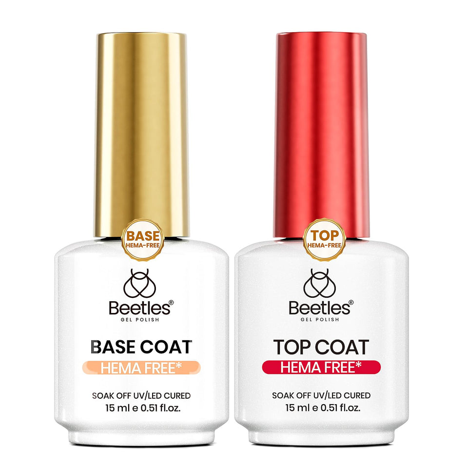 Beetles front packaging showing the full base and top coat set with clear benefit