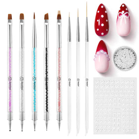 Beetles Gel Polish front packaging showing full 8-piece brush kit and accessories for easy selection