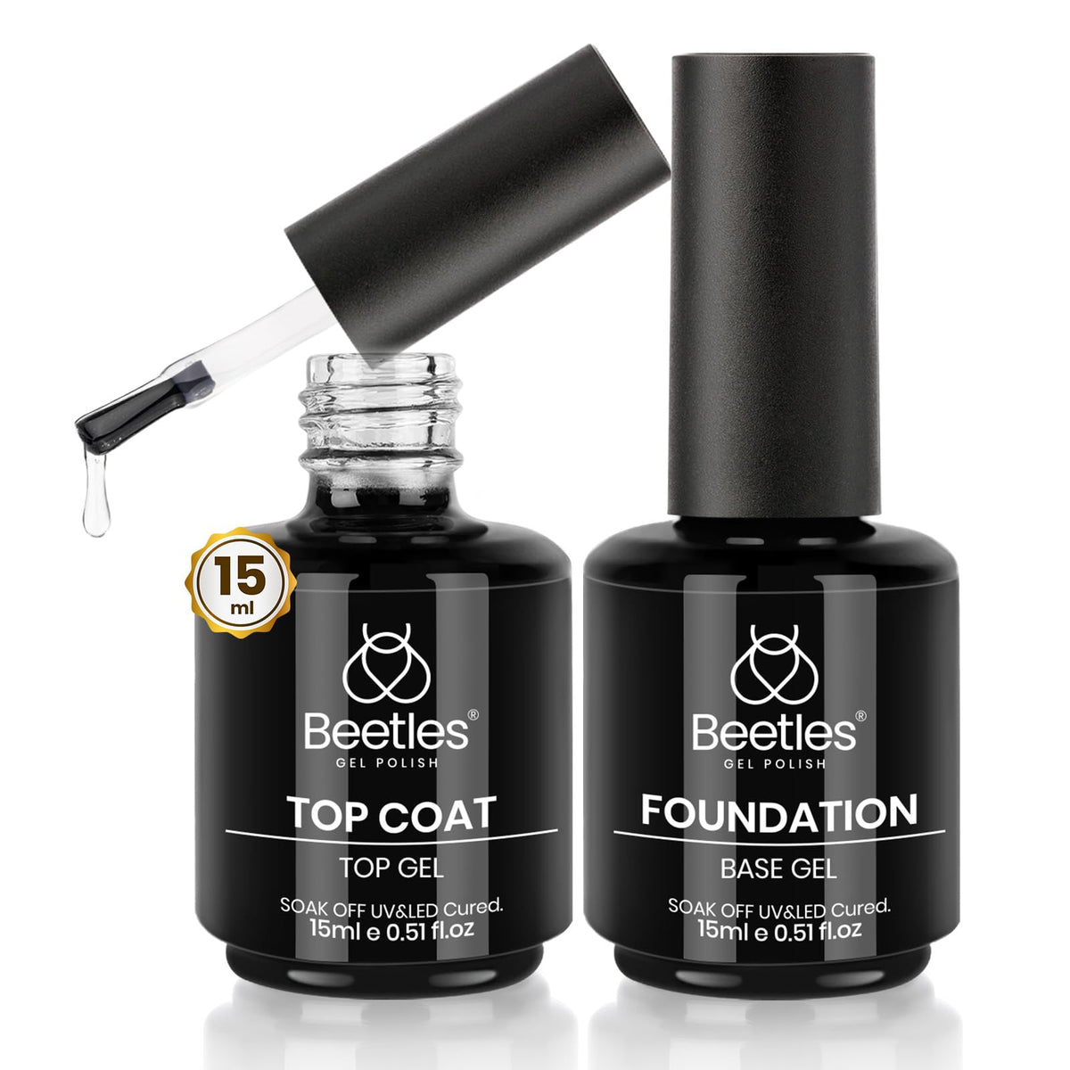 beetles front packaging showing both 15ml bottles and contents benefit long-lasting kit