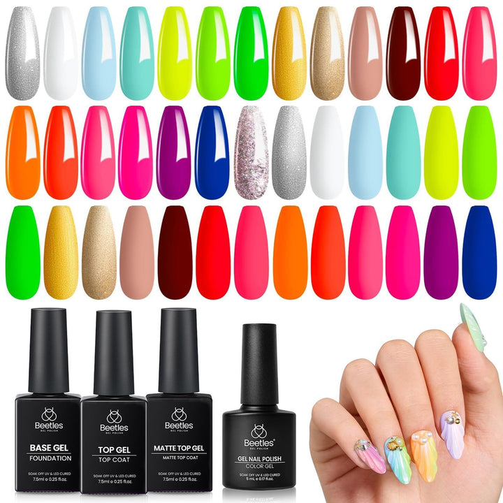 beetles front packaging showing rainbow neon colors and kit layout for quick selection