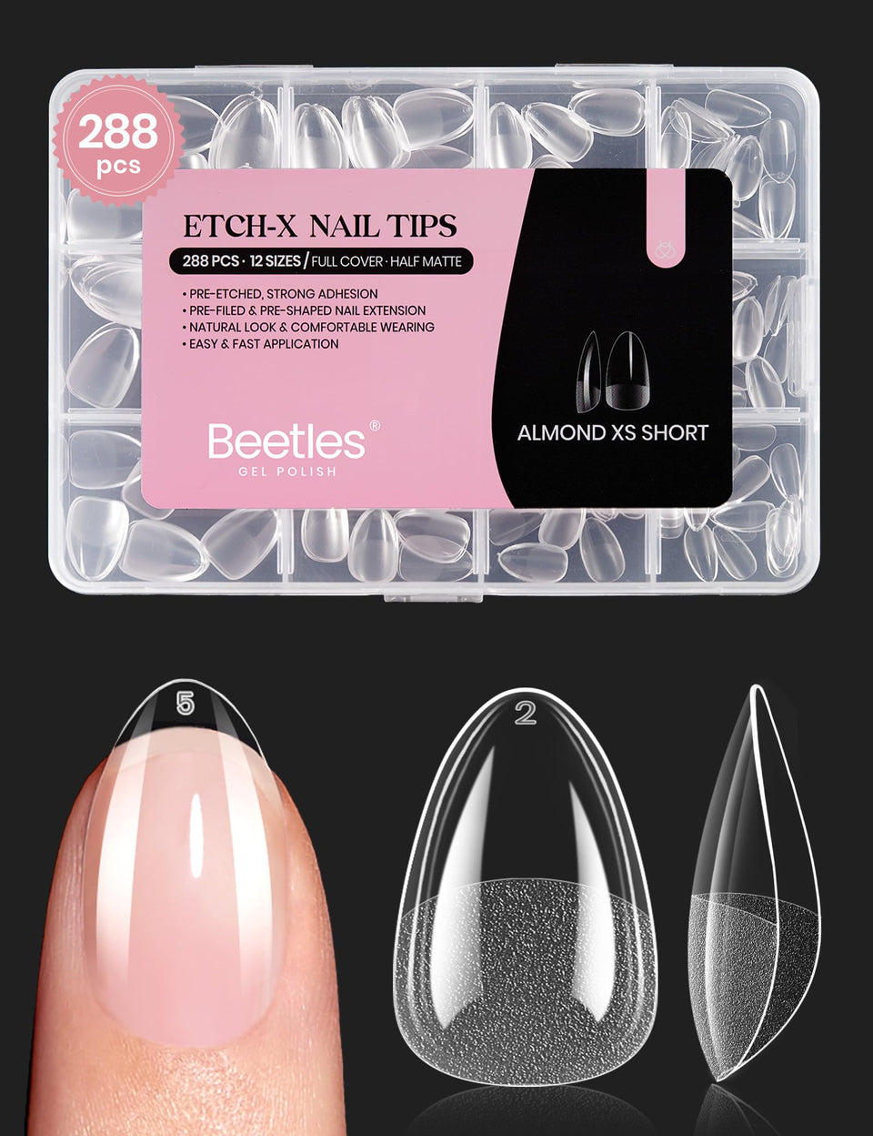 beetles Gel Polish front packaging showing full 288-piece set and benefit of variety