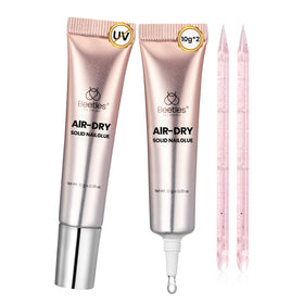 beetles front packaging showing two glue tubes and label, clear branding and benefit