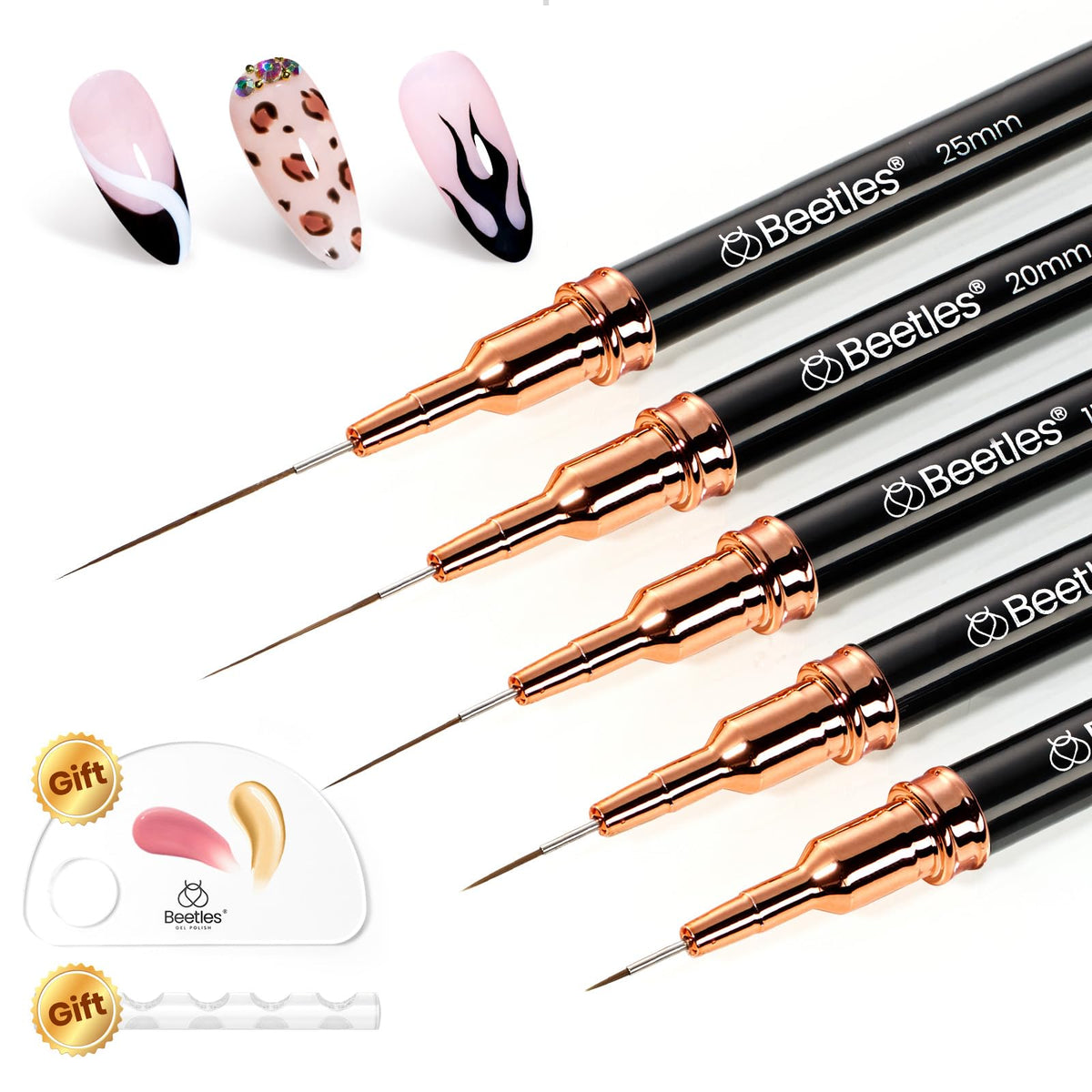 beetles front packaging showing full 5pc liner brush set and kit benefit