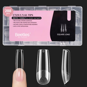 Beetles front packaging showing 288-piece kit and long square tips benefit quick selection