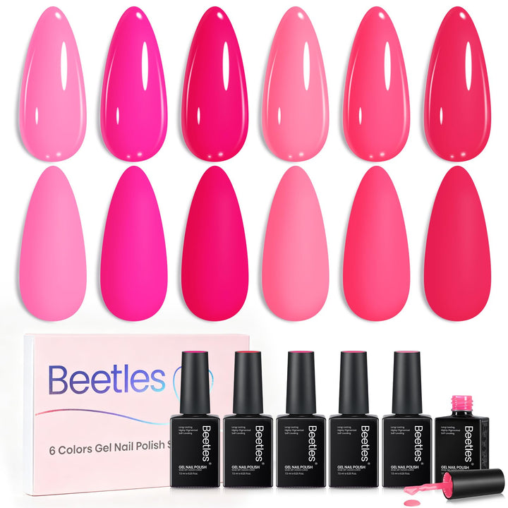 Beetles front packaging pink gel set shows six shades and kit benefit