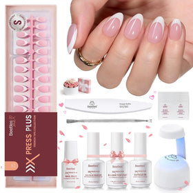 beetles front packaging showing complete press-on gel kit benefits