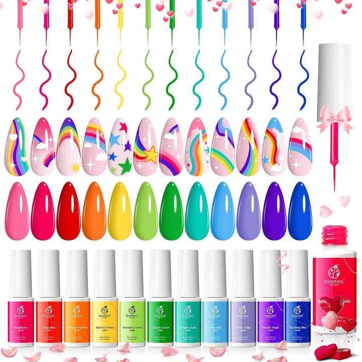beetles front packaging showing 12 neon gel liners and built-in brushes for fast application