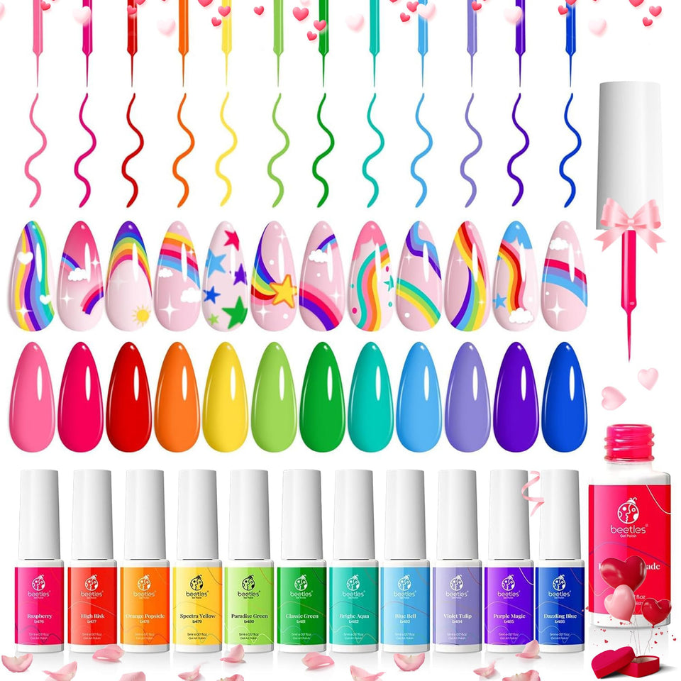 beetles front packaging showing 12 neon gel liners and built-in brushes for fast application
