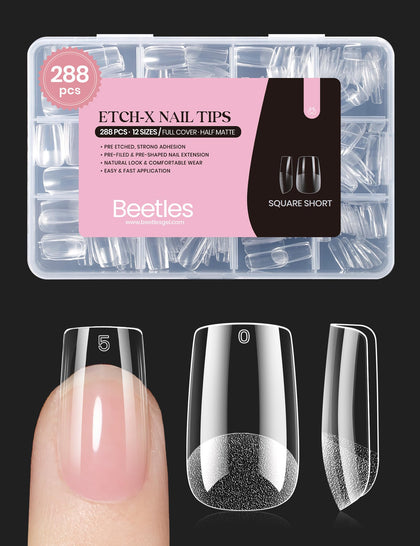 beetles Gel Polish front packaging showing 288-count kit and short square shape