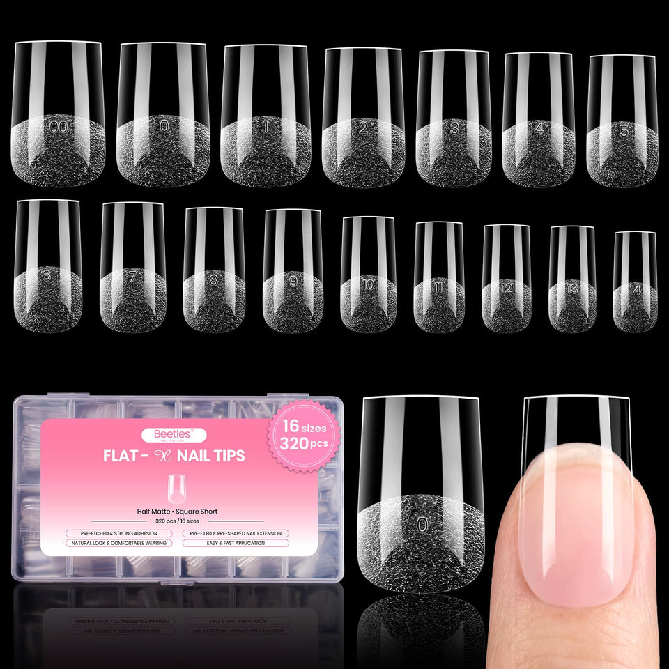 Beetles gel nail tips front packaging showing full 320-piece kit and benefit of variety