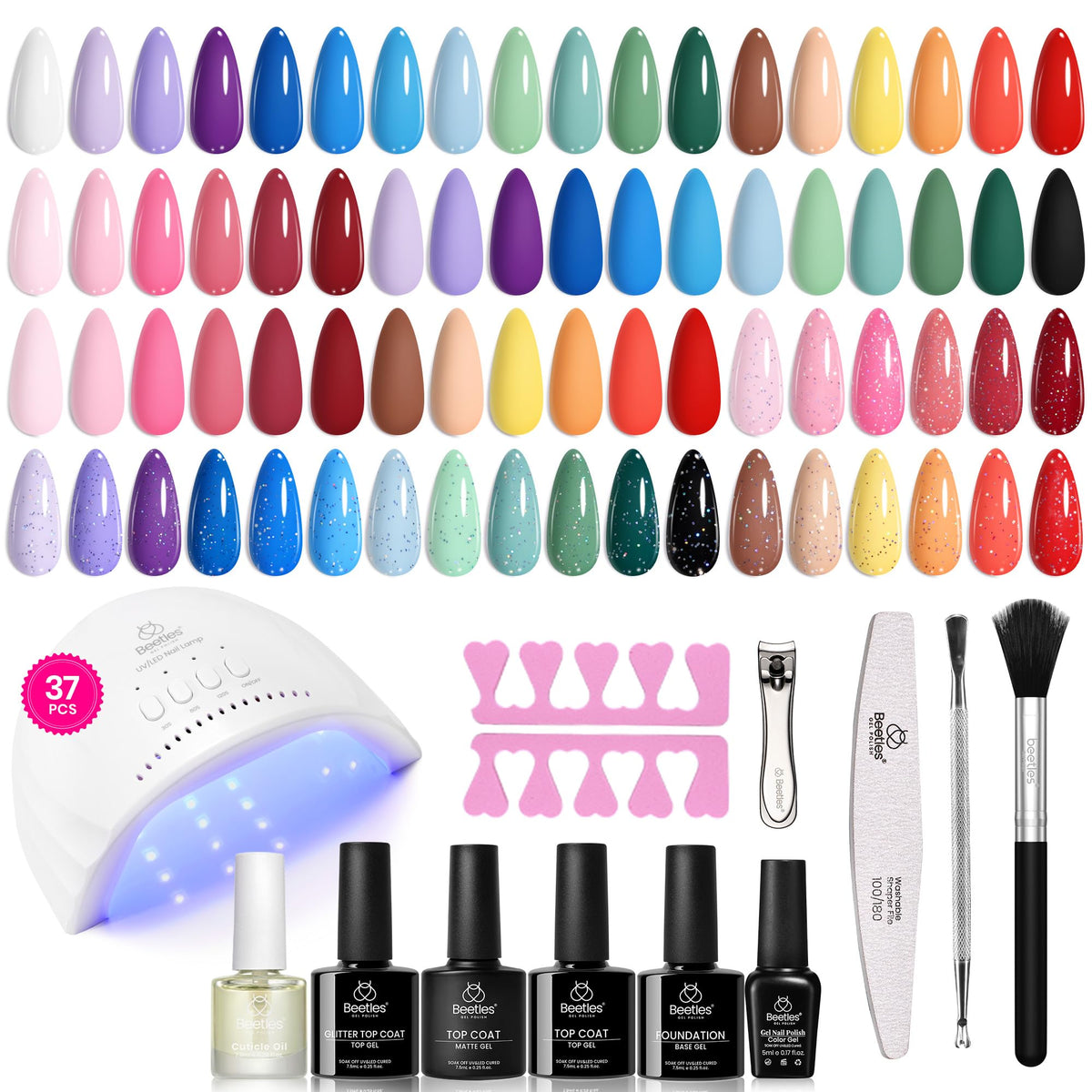 beetles front packaging showing full kit and helpful contents for at-home manicures