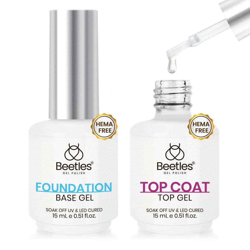 Beetles Gel Polish front packaging showing both bottles and gift box, presents a polished look
