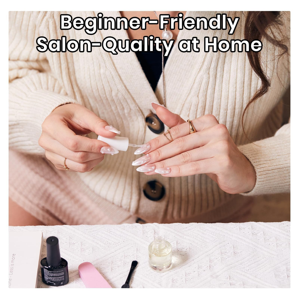 Beetles Gel Polish holding rhinestone on nail showing secure embellishment bonding