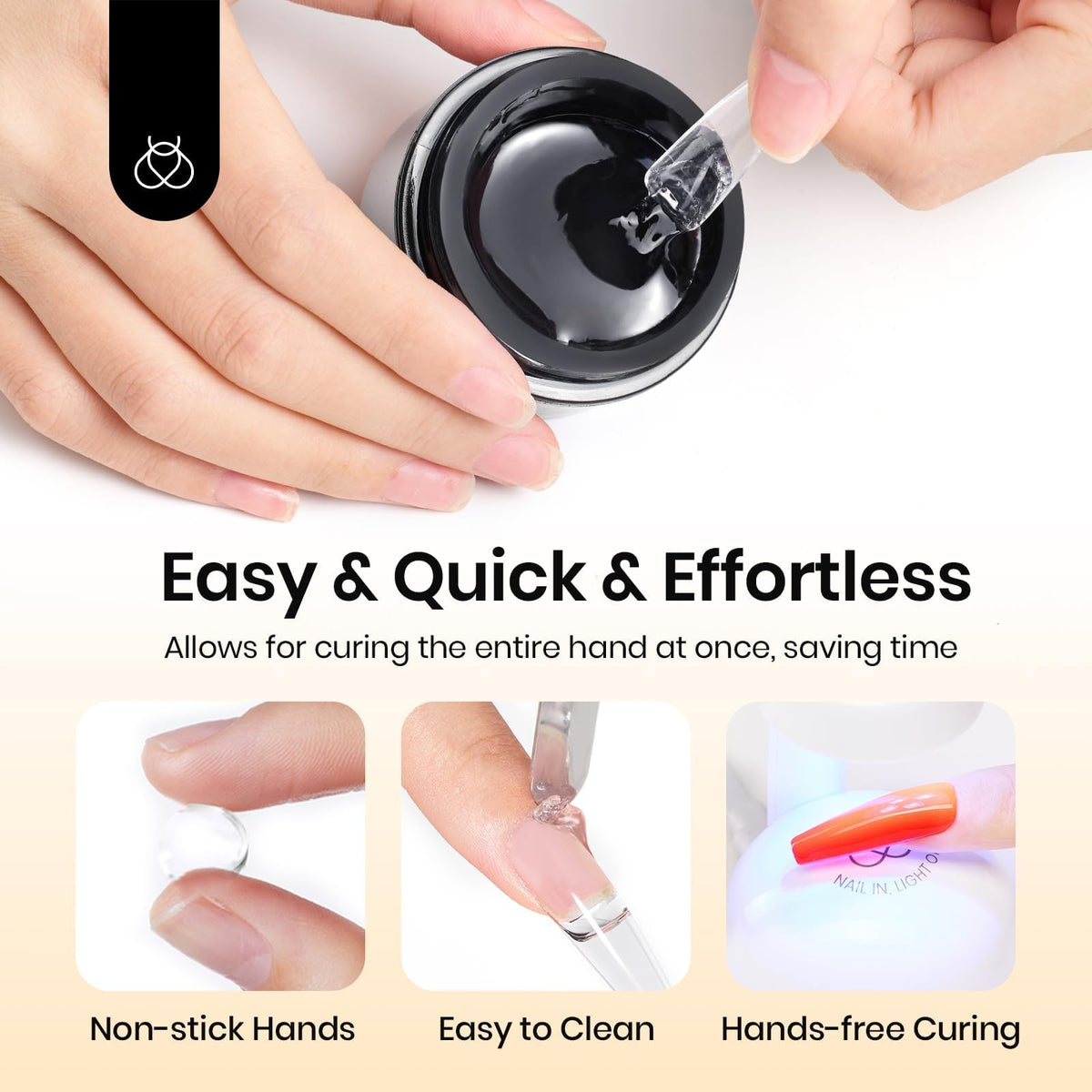 Beetles Gel Polish applying glue to clear press-on tip for strong adhesion