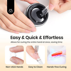 Beetles Gel Polish applying glue to clear press-on tip for strong adhesion