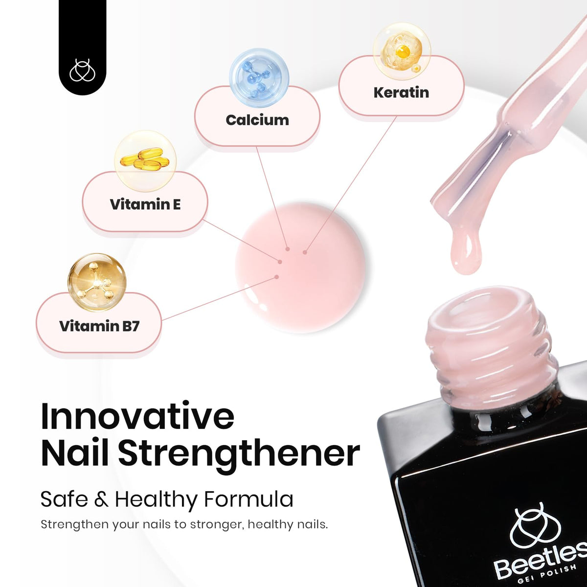 Beetles Gel Polish bottle close-up showing brush and lid for precise application