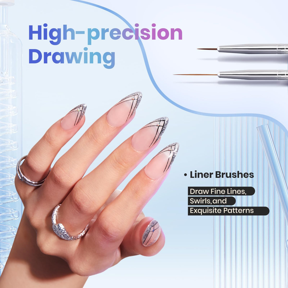 Beetles Gel Polish close-up of fine brush tip for precise lines and crisp detail