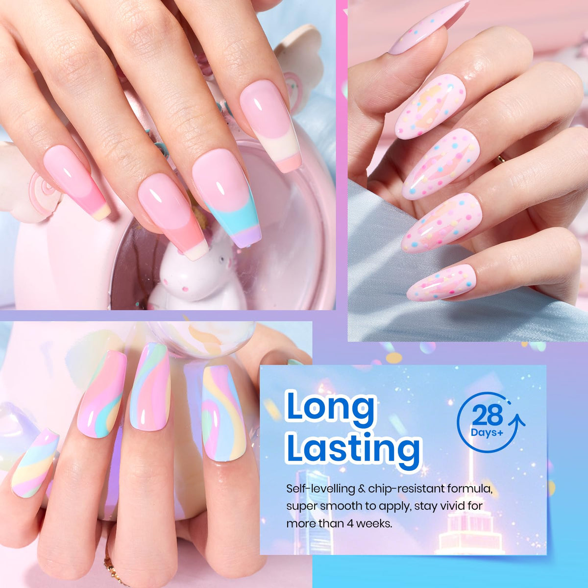 Beetles Gel Polish color swatch fan displaying pastel macaron shades