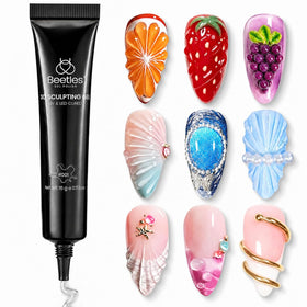 Beetles Gel Polish bottle front view showing clear 15ml sculpting gel and label benefits