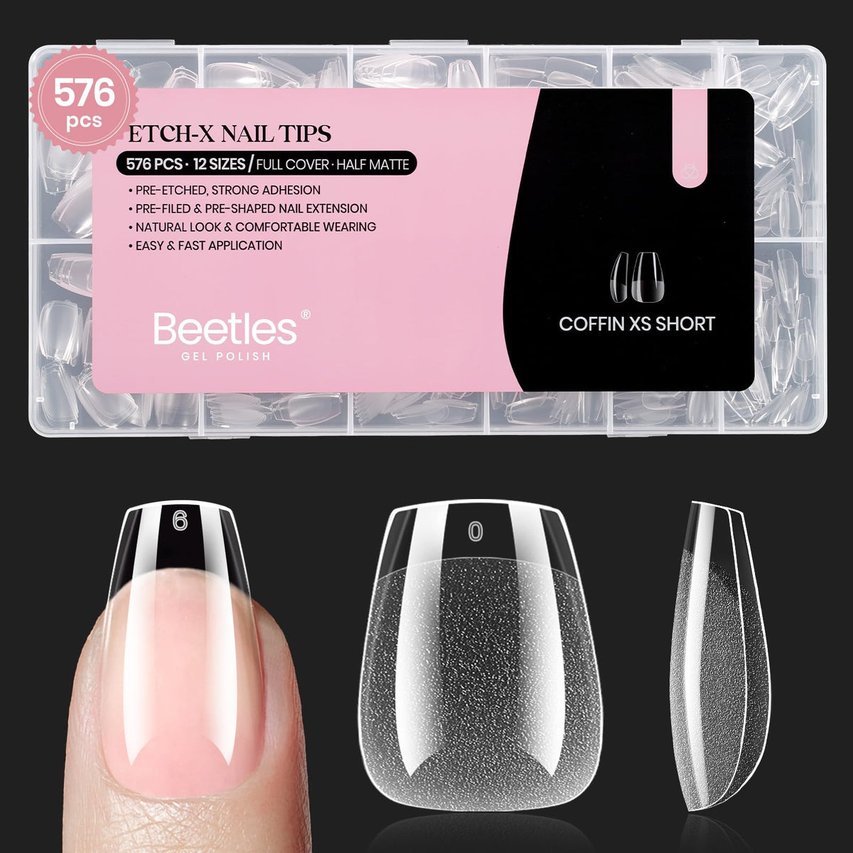 beetles Gel Polish front packaging showing 576-piece set and benefits