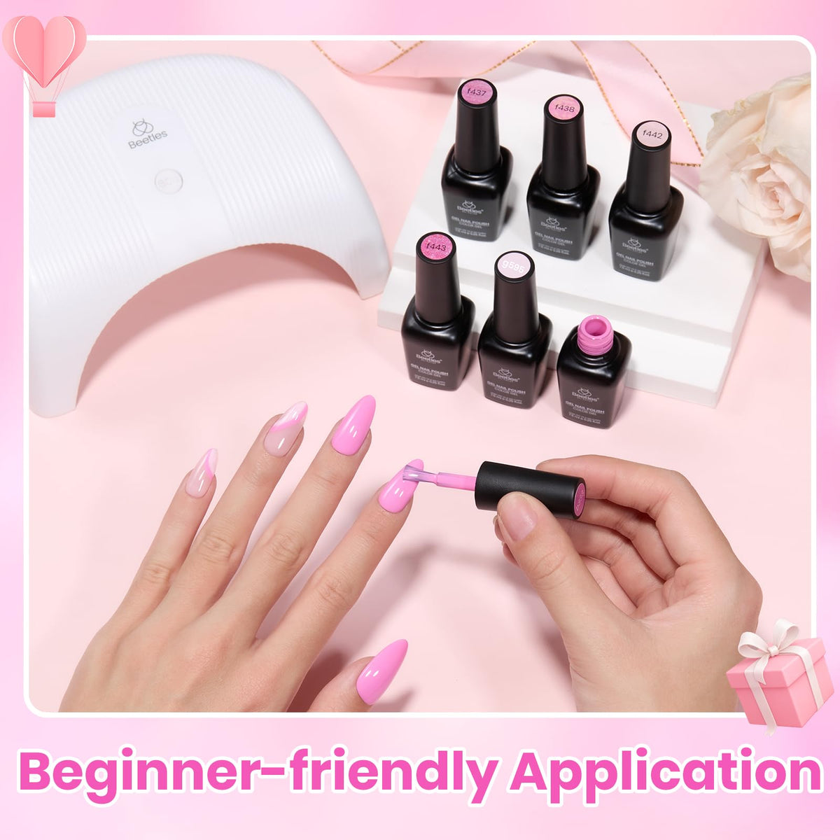 Beetles Gel Polish in-use during a DIY manicure demonstrating ease