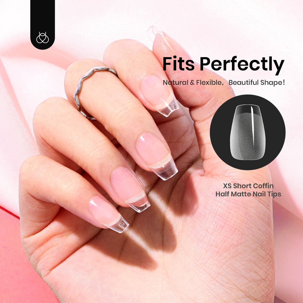 beetles Gel Polish lifestyle shot of woman wearing short coffin tips confidently