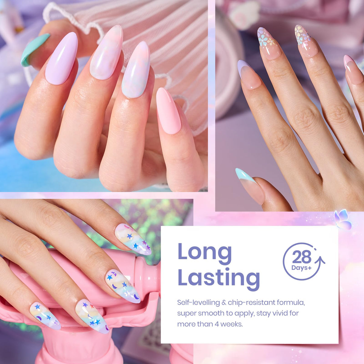 beetles Gel Polish glossy and matte finished nails side-by-side, shows finish choice