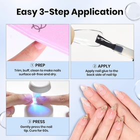 Beetles Gel Polish applied on a clear false tip showing strong adhesion benefit