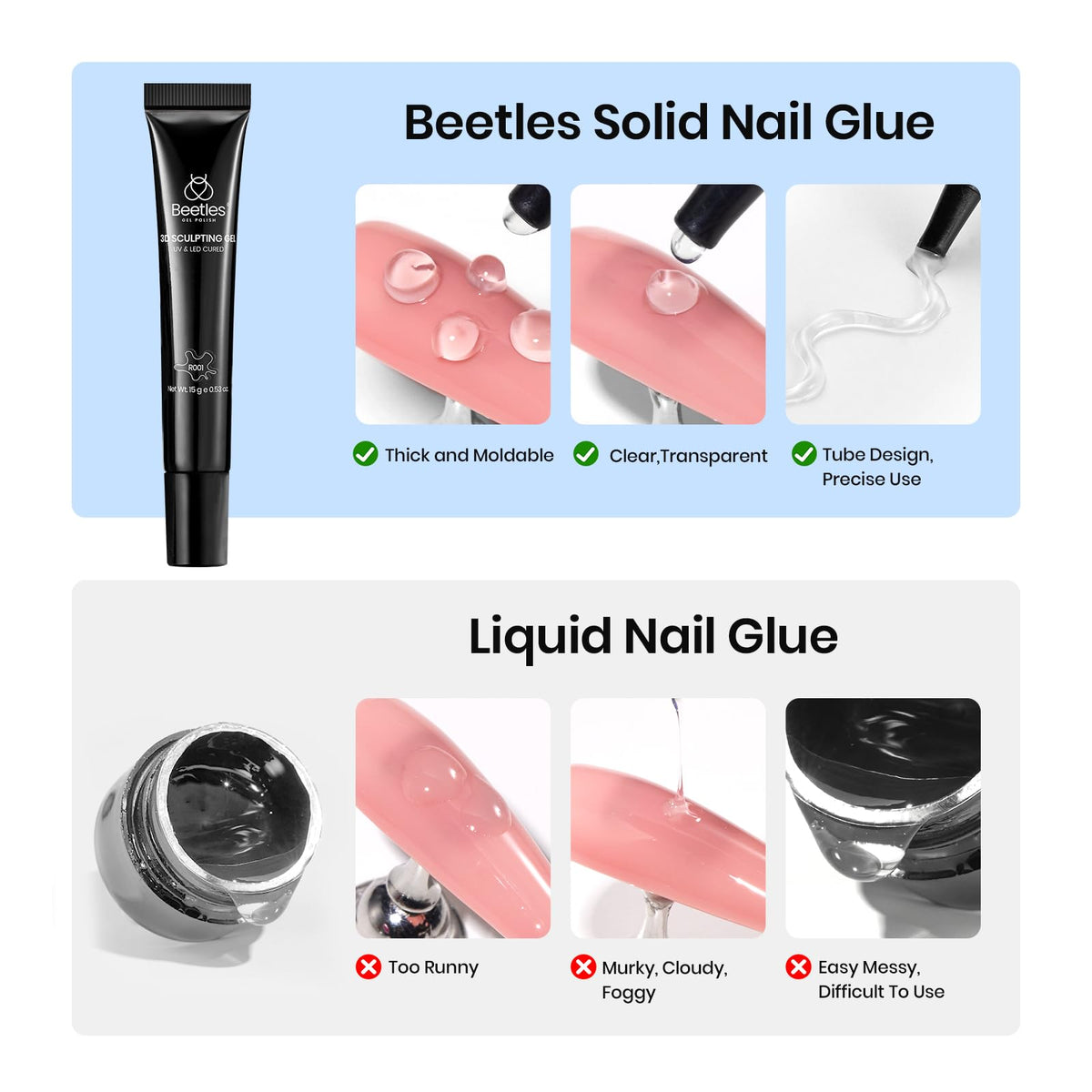 Beetles Gel Polish holding rhinestone on nail firmly, illustrating strong gem adhesion