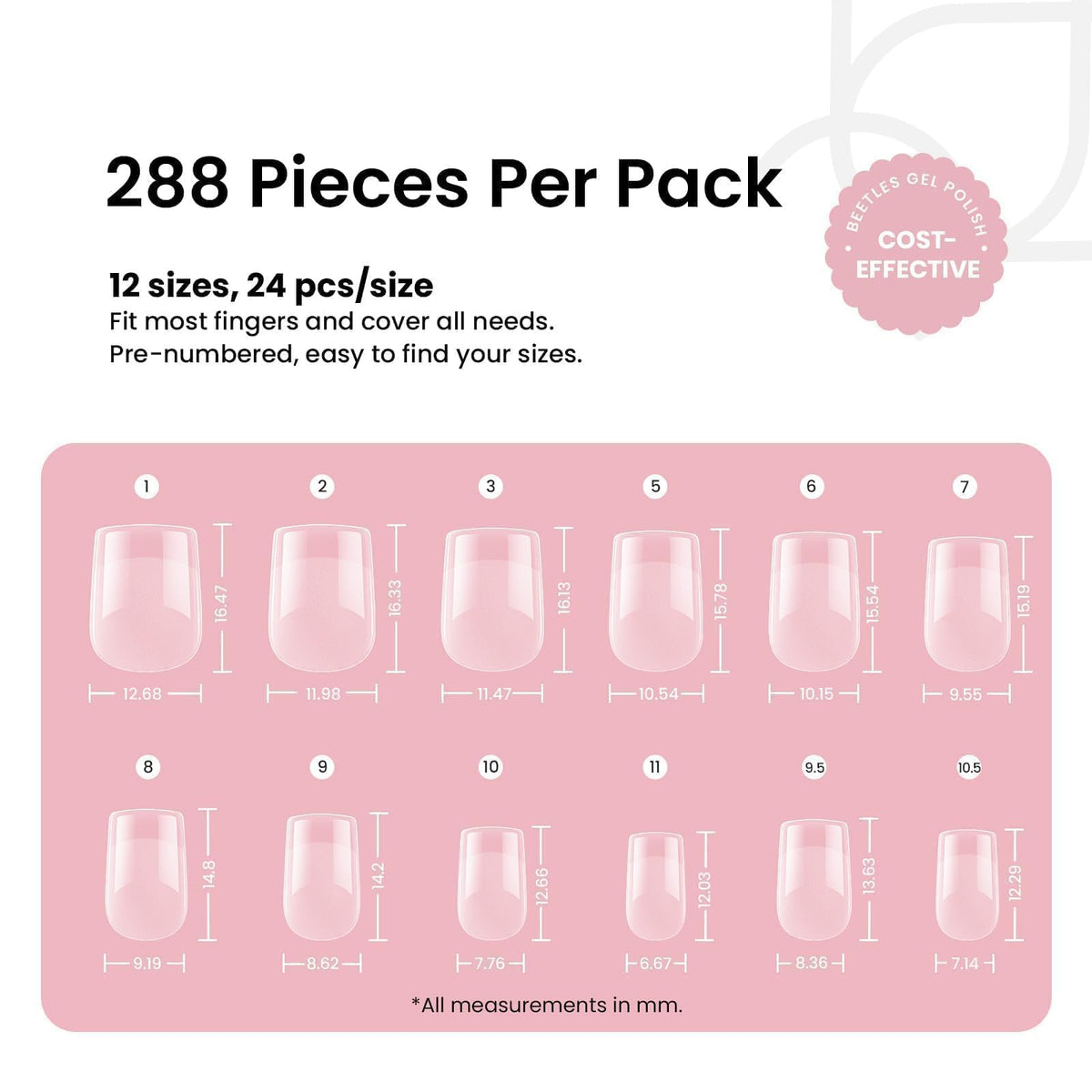 Beetles Gel Polish numbered sizes on tips for quick sizing