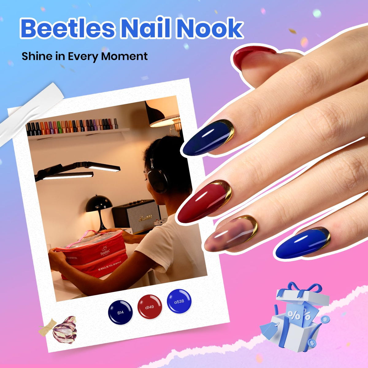 Beetles Gel Polish storage bag with tools for tidy travel and organized use