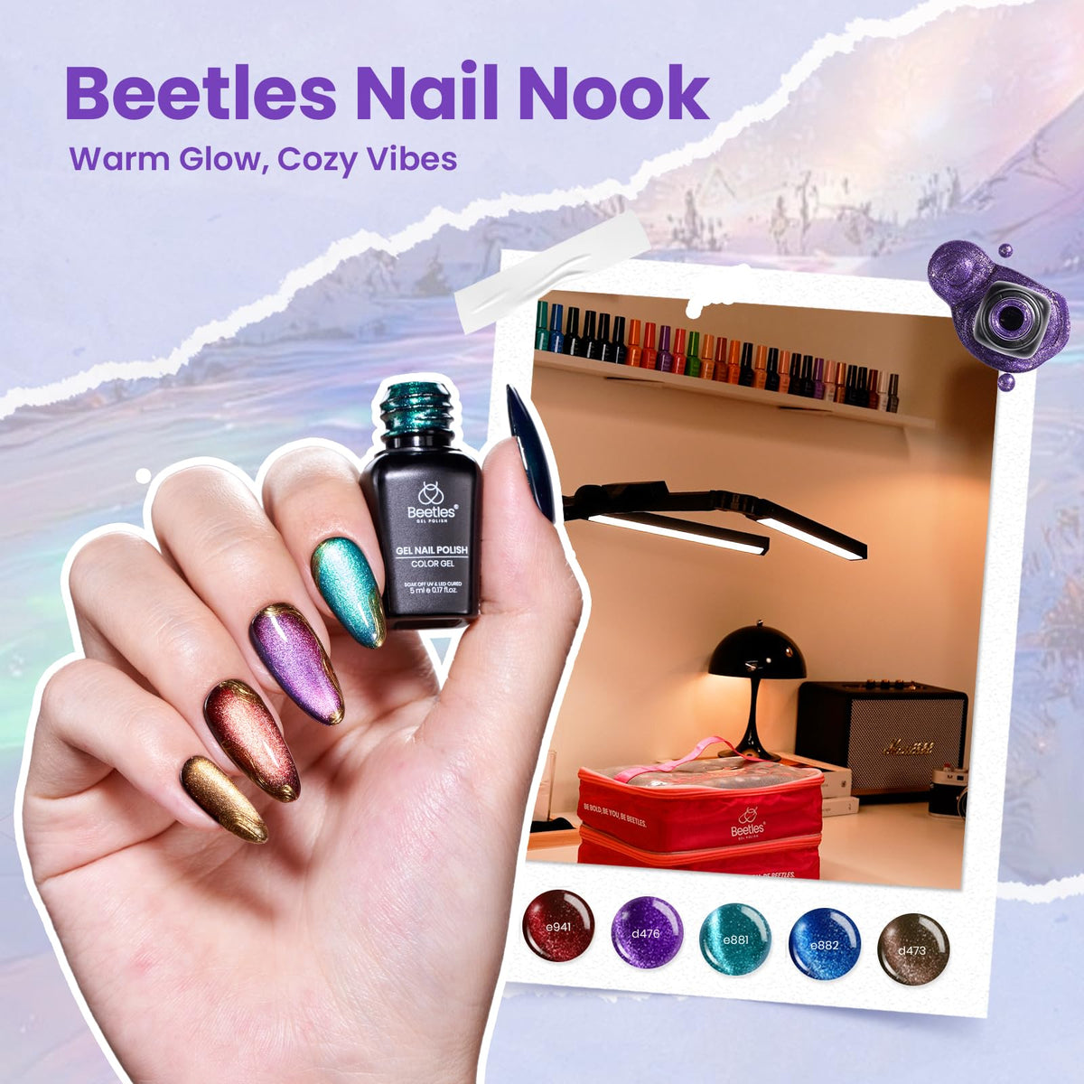Beetles Gel Polish swatches on palette enabling quick color selection