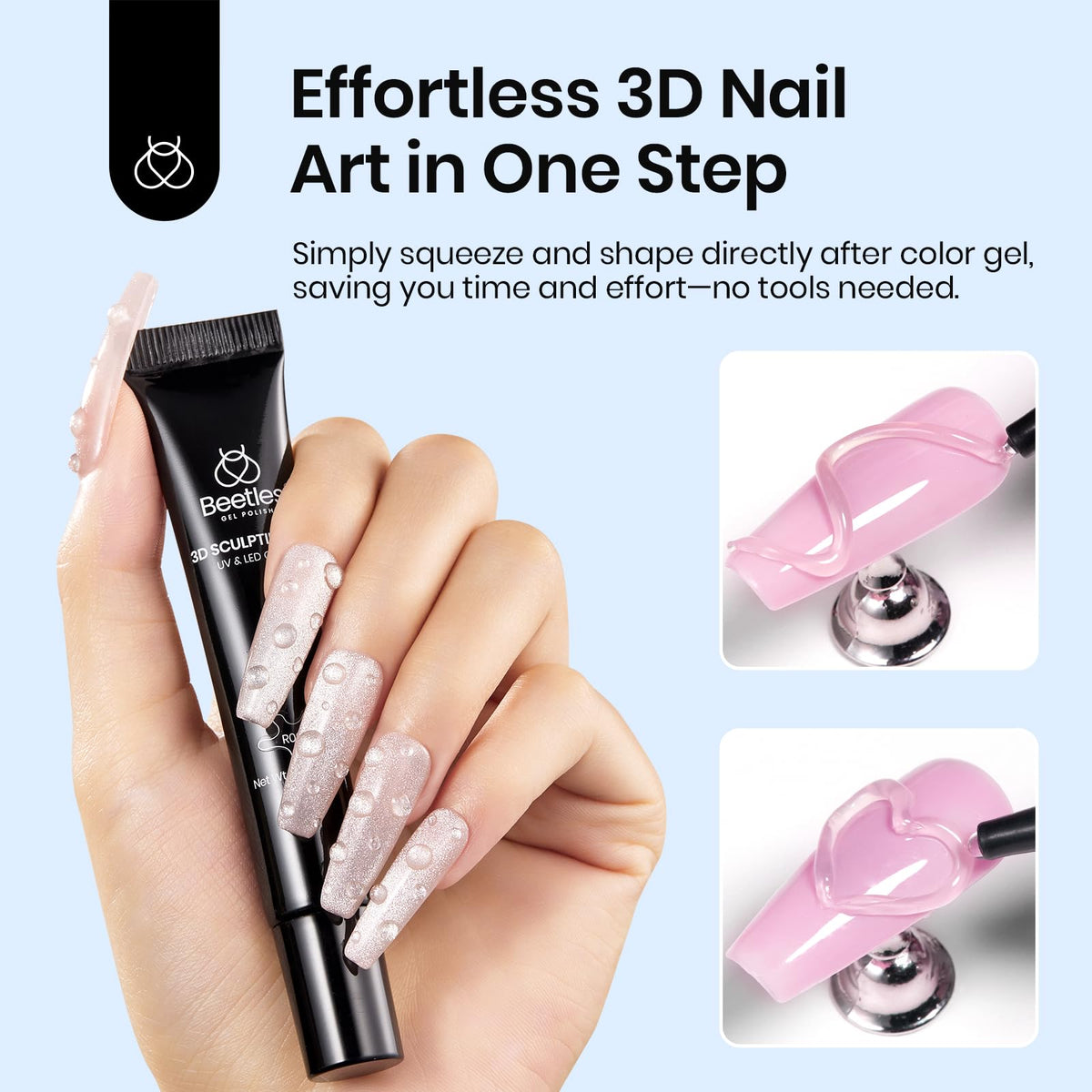 Beetles Gel Polish clear gel texture drop demonstrating stable sculpting consistency