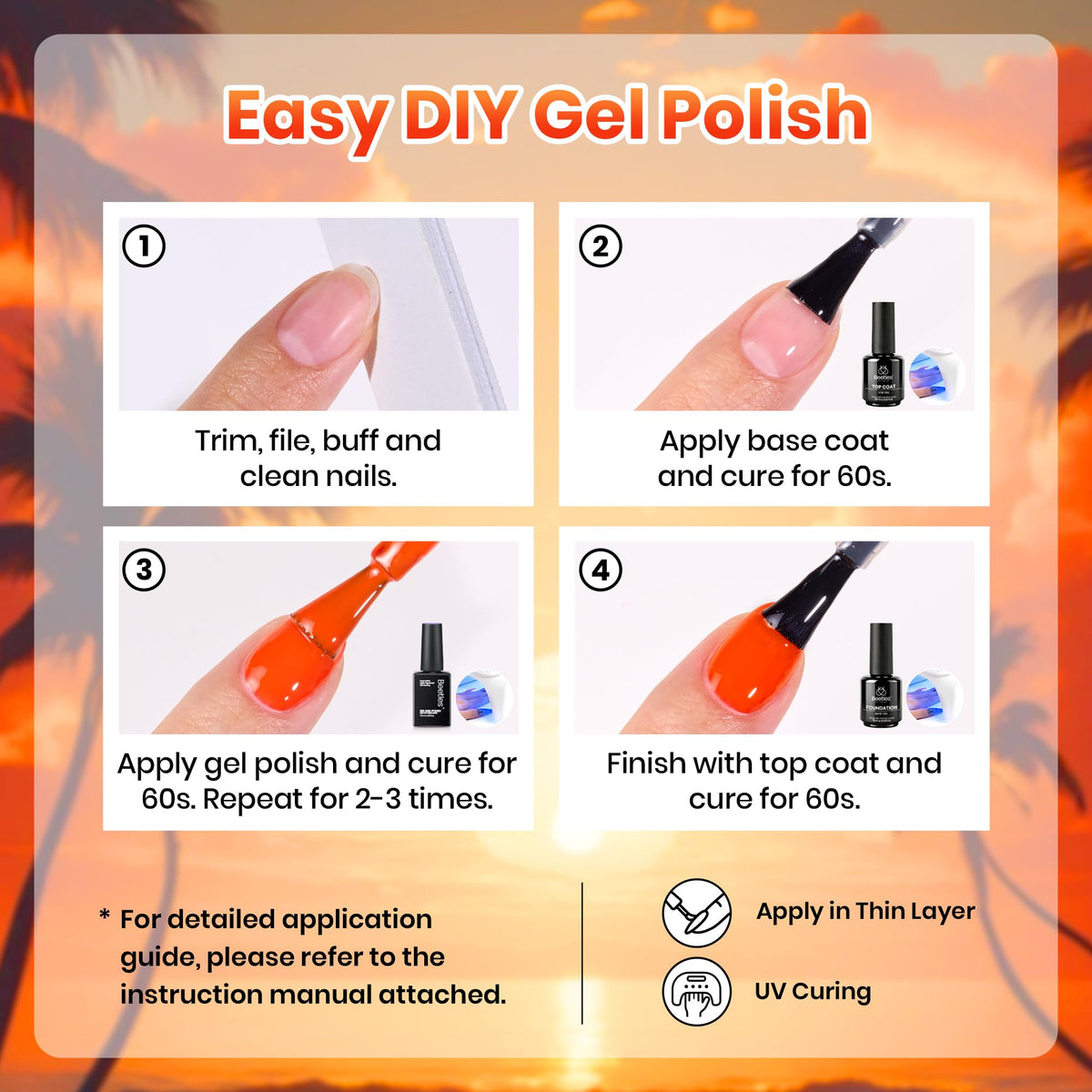 beetles Gel Polish cured nails glossy finish showing long-lasting shine benefit