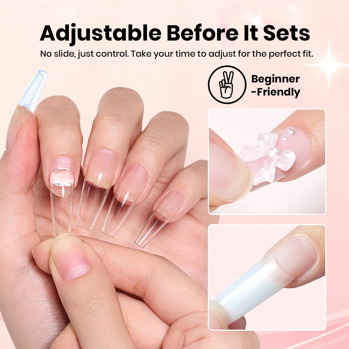 beetles glue bonding with acrylic tip close-up, strong hold for long-lasting wear