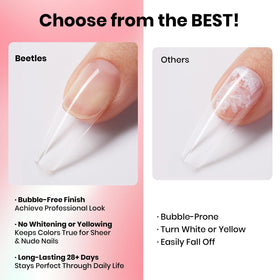 beetles gel polish bottle next to a ruler demonstrating 10ml scale and travel-friendly size benefit