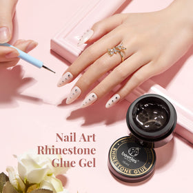 beetles cured nail closeup showing finished rhinestone decoration durability and shine