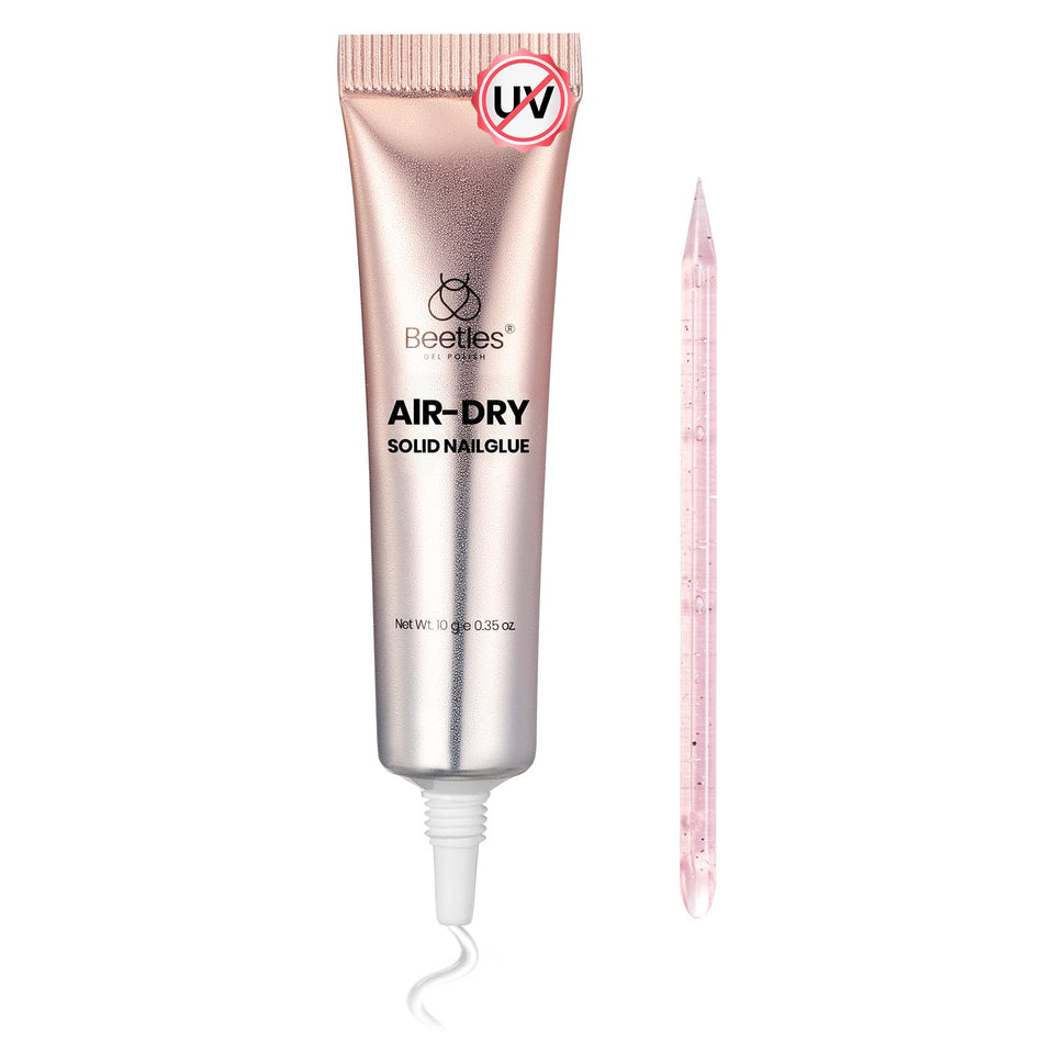 Beetles Gel Polish front packaging showing tube and included stick, clear benefit