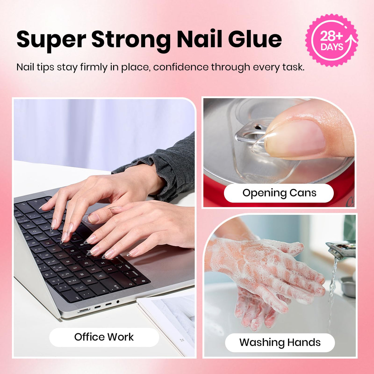 beetles gel polish applied to press-on nail during placement for fast secure hold benefit