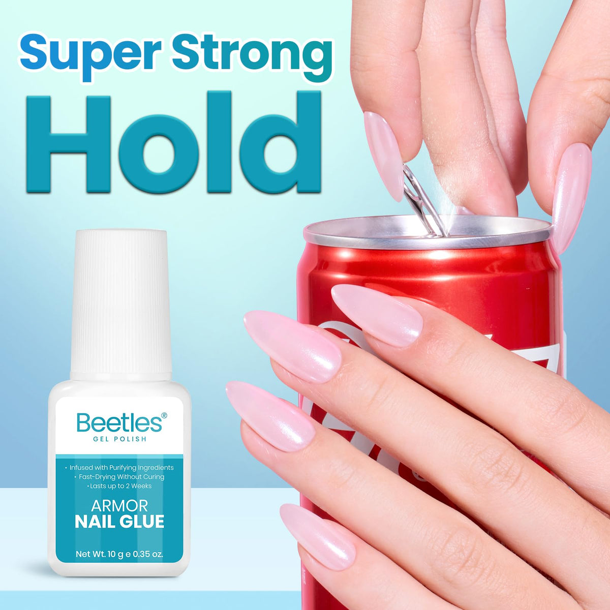beetles Gel Polish being applied to press-on nail demonstrating quick, accurate adhesion benefit